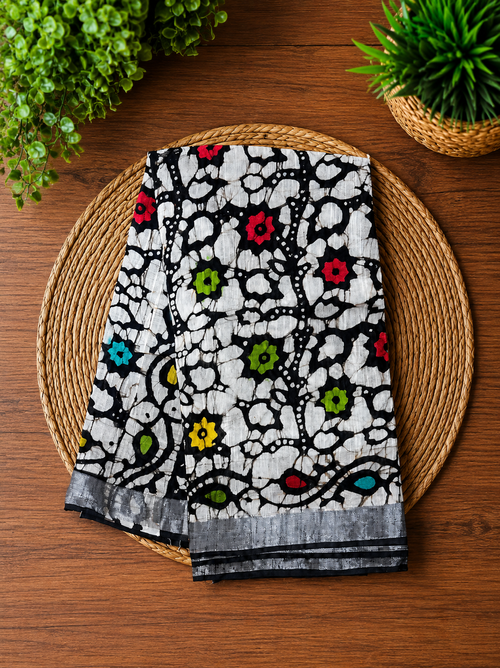 Bagru Linen Cotton Saree