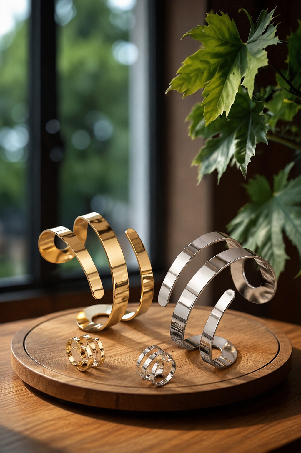 Geometric Bracelet & Ring Set ✨