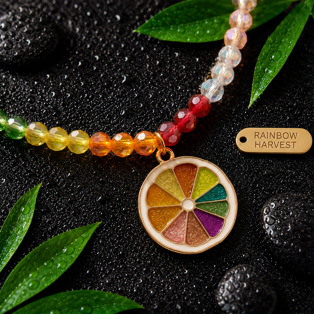 Rainbow Glass Bead Lemon Choker Necklace🌈