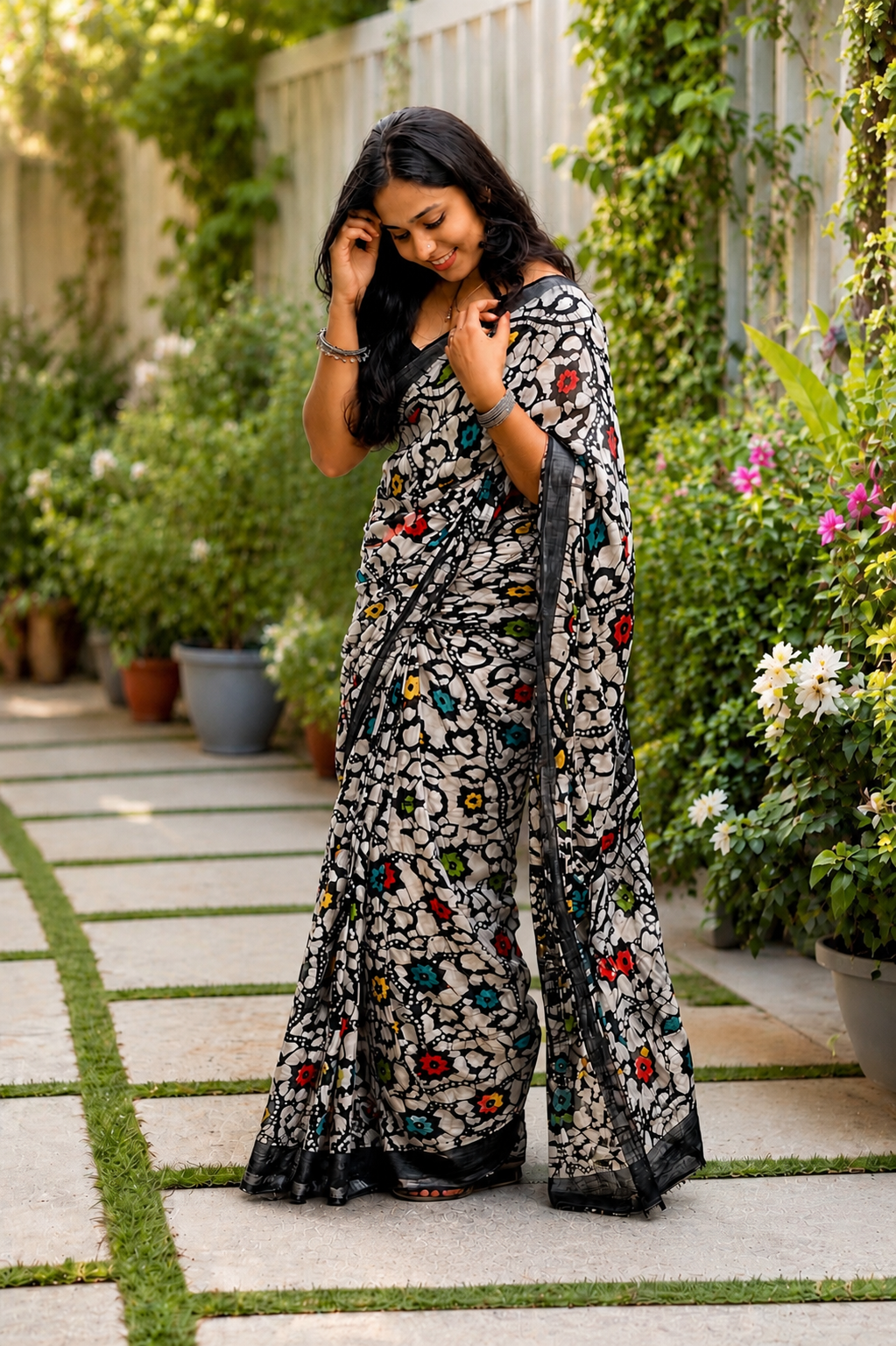 Bagru Linen Cotton Saree